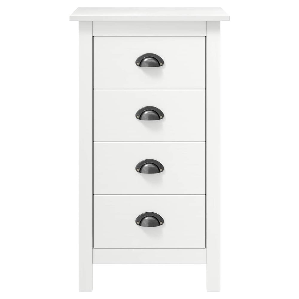 Kommode med 4 skuffer 46×35×80 cm / smal skjenk i massiv furu – Hvit