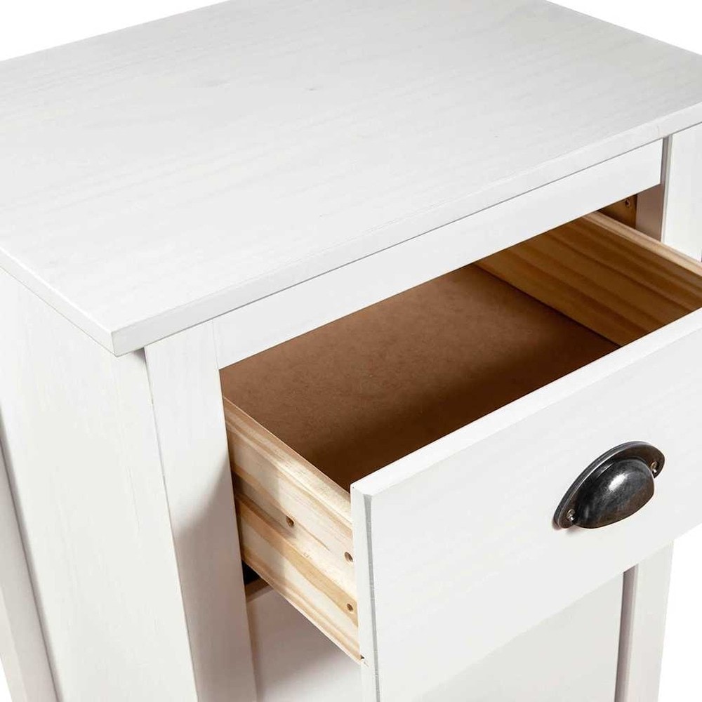 Kommode med 4 skuffer 46×35×80 cm / smal skjenk i massiv furu – Hvit