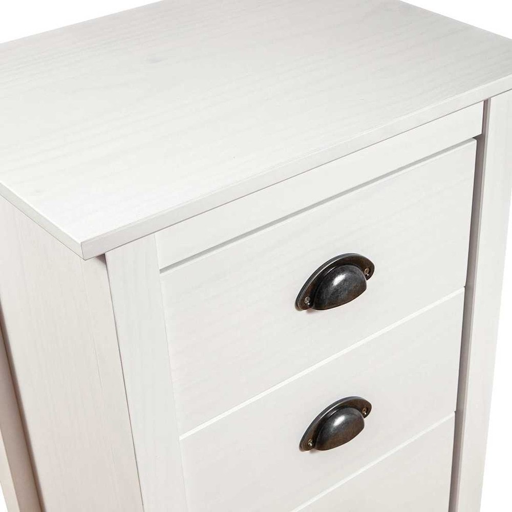 Kommode med 4 skuffer 46×35×80 cm / smal skjenk i massiv furu – Hvit