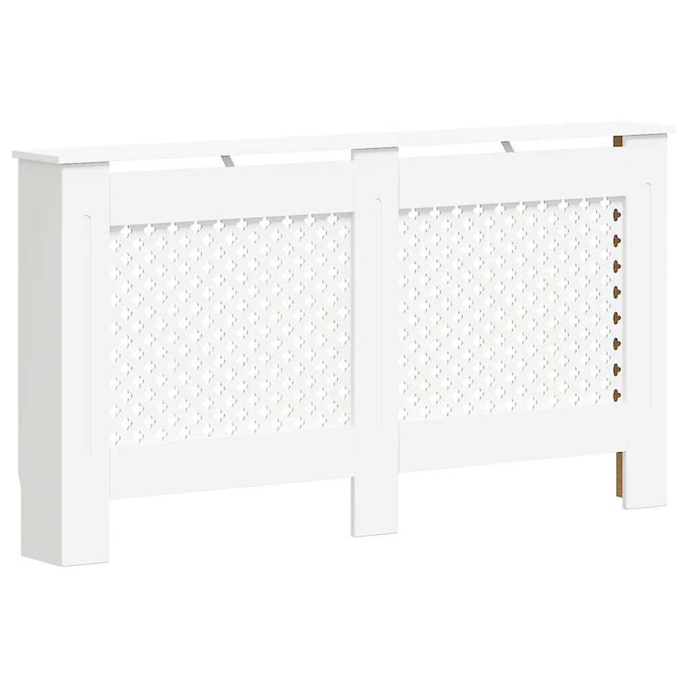 Radiatorskjuler 152×19×81,5 cm / radiatordeksel med hylle og lamelldesign – Hvit