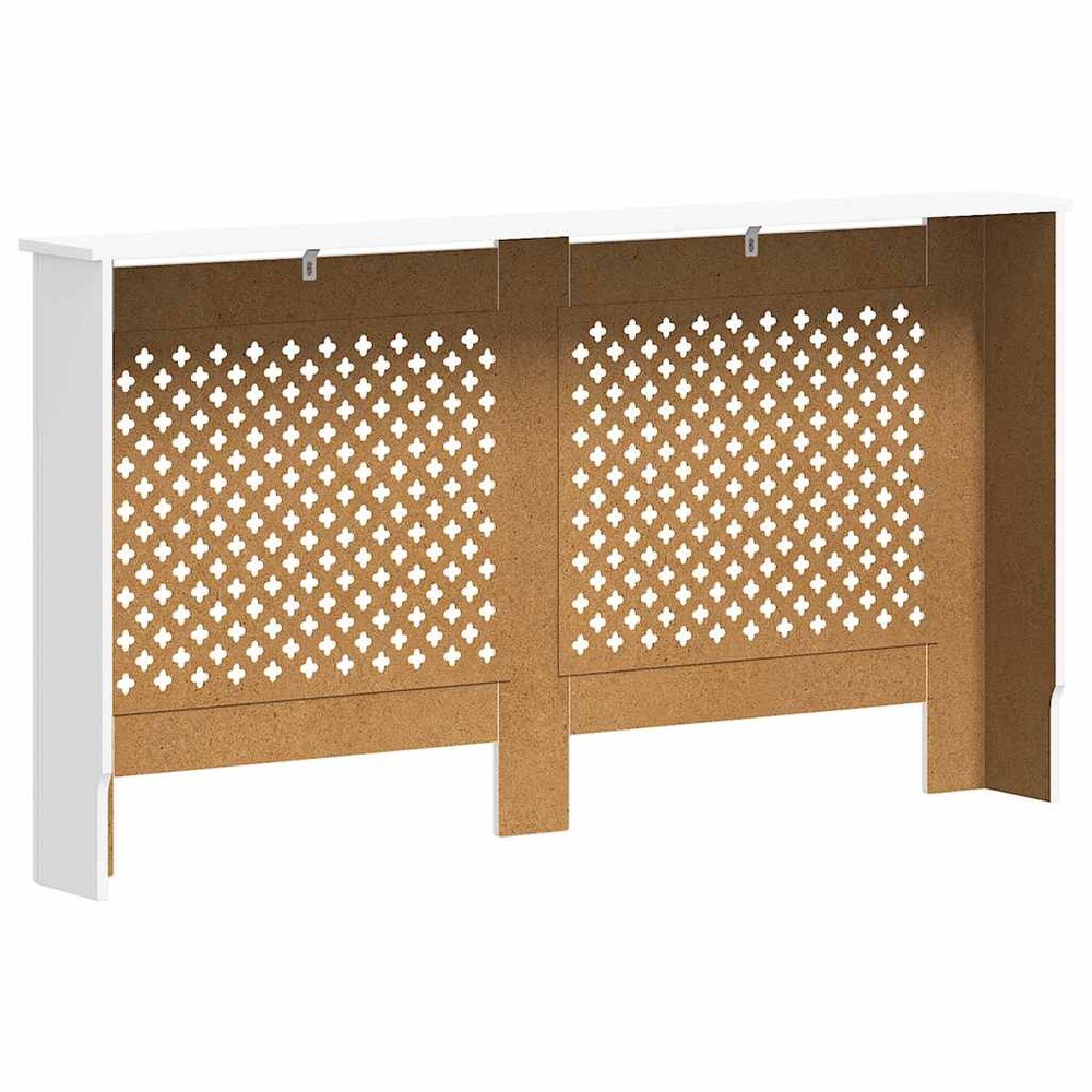 Radiatorskjuler 152×19×81,5 cm / radiatordeksel med hylle og lamelldesign – Hvit