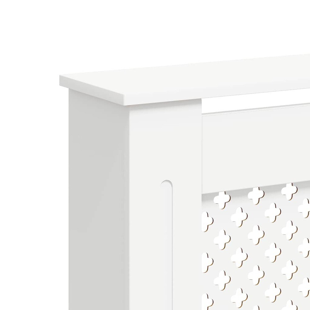 Radiatorskjuler 152×19×81,5 cm / radiatordeksel med hylle og lamelldesign – Hvit
