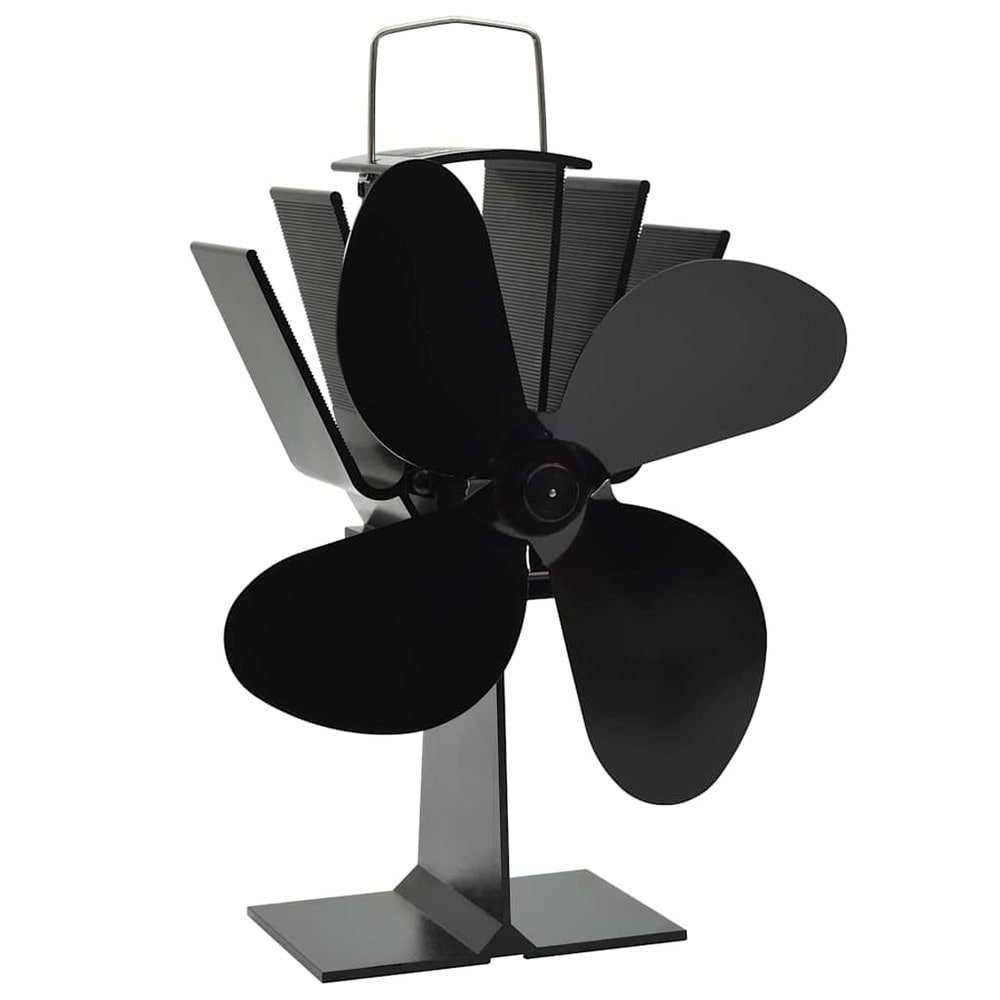 Ovnsvifte med 4 blader / varmedrevet vifte for vedovn og peis 120–140 CFM – Svart