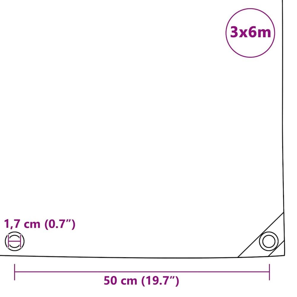 Presenning 3×6 m 650 g/m² / kraftig PVC-belagt dekkpresenning med maljer – Grå