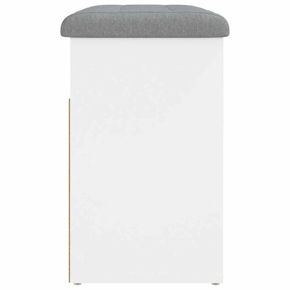 Skobenk 62×32×50 cm / sittebenk med 2 skohyller, oppbevaring og pute – Hvit/lysegrå