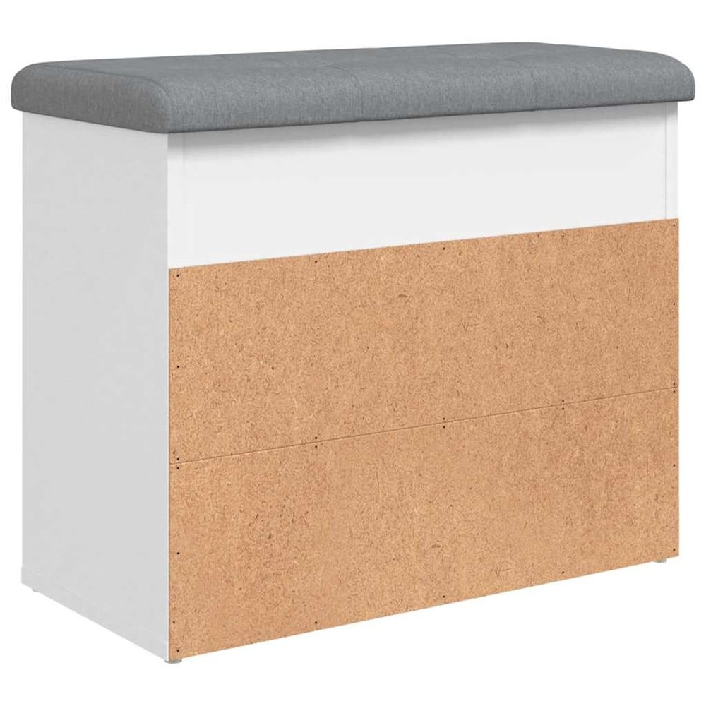Skobenk 62×32×50 cm / sittebenk med 2 skohyller, oppbevaring og pute – Hvit/lysegrå