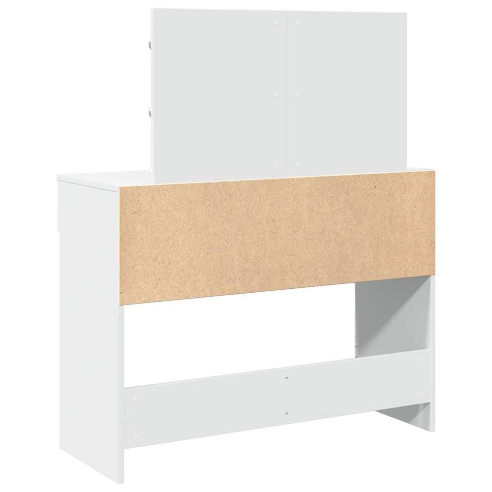 Sminkebord 100×40×120 cm / toalettbord med speil, LED-belysning og 2 skuffer – Hvit