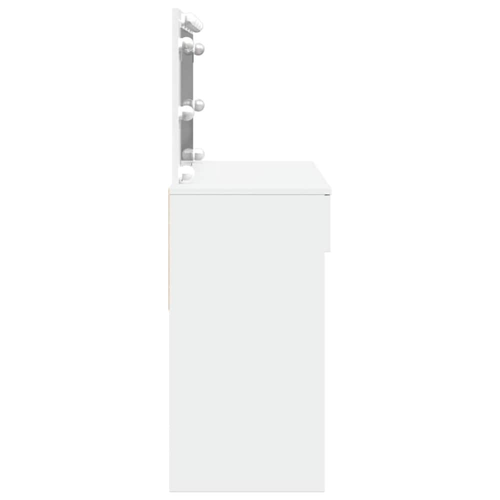 Sminkebord 100×40×120 cm / toalettbord med speil, LED-belysning og 2 skuffer – Hvit