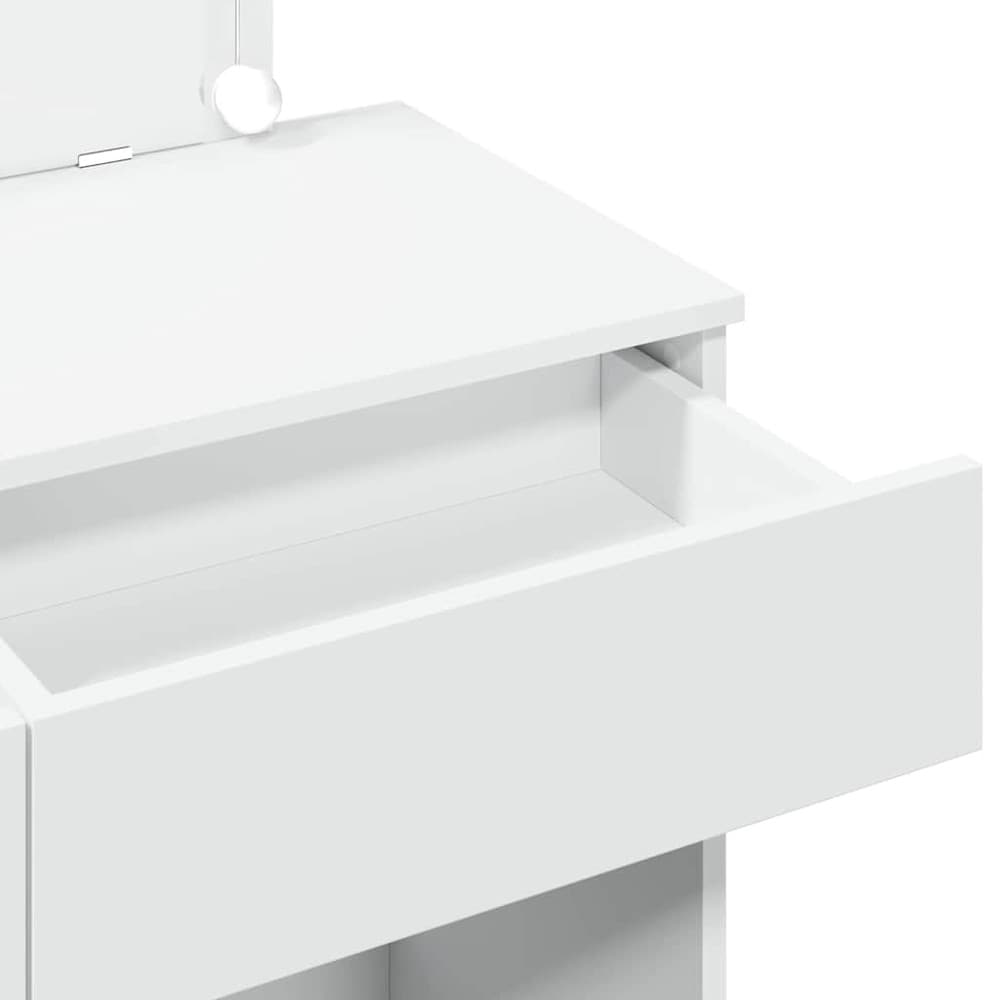 Sminkebord 100×40×120 cm / toalettbord med speil, LED-belysning og 2 skuffer – Hvit