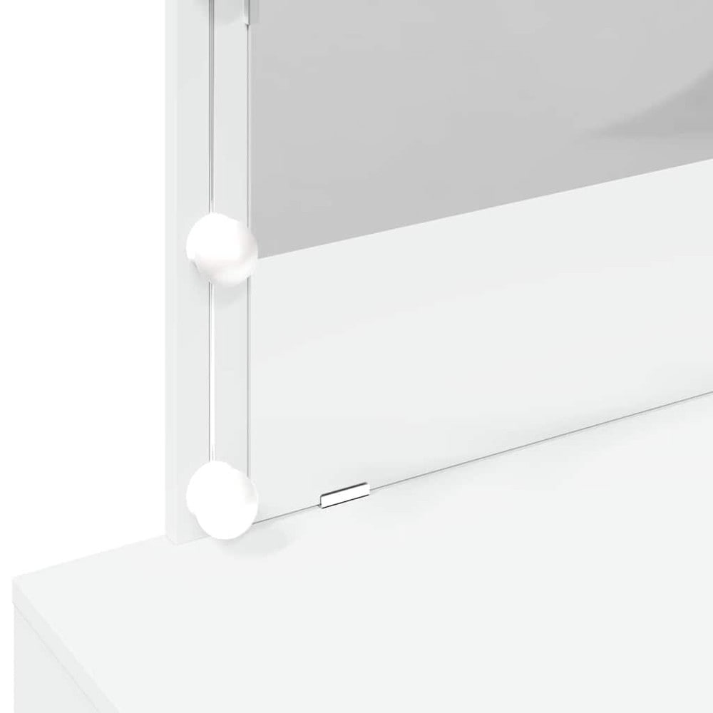 Sminkebord 100×40×120 cm / toalettbord med speil, LED-belysning og 2 skuffer – Hvit