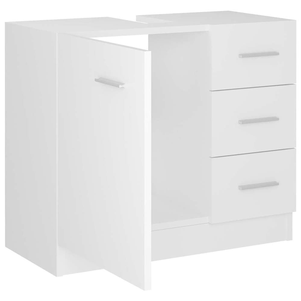 Servantskap 63×30×54 cm / underskap til servant / baderomsskap med 3 skuffer – Hvit