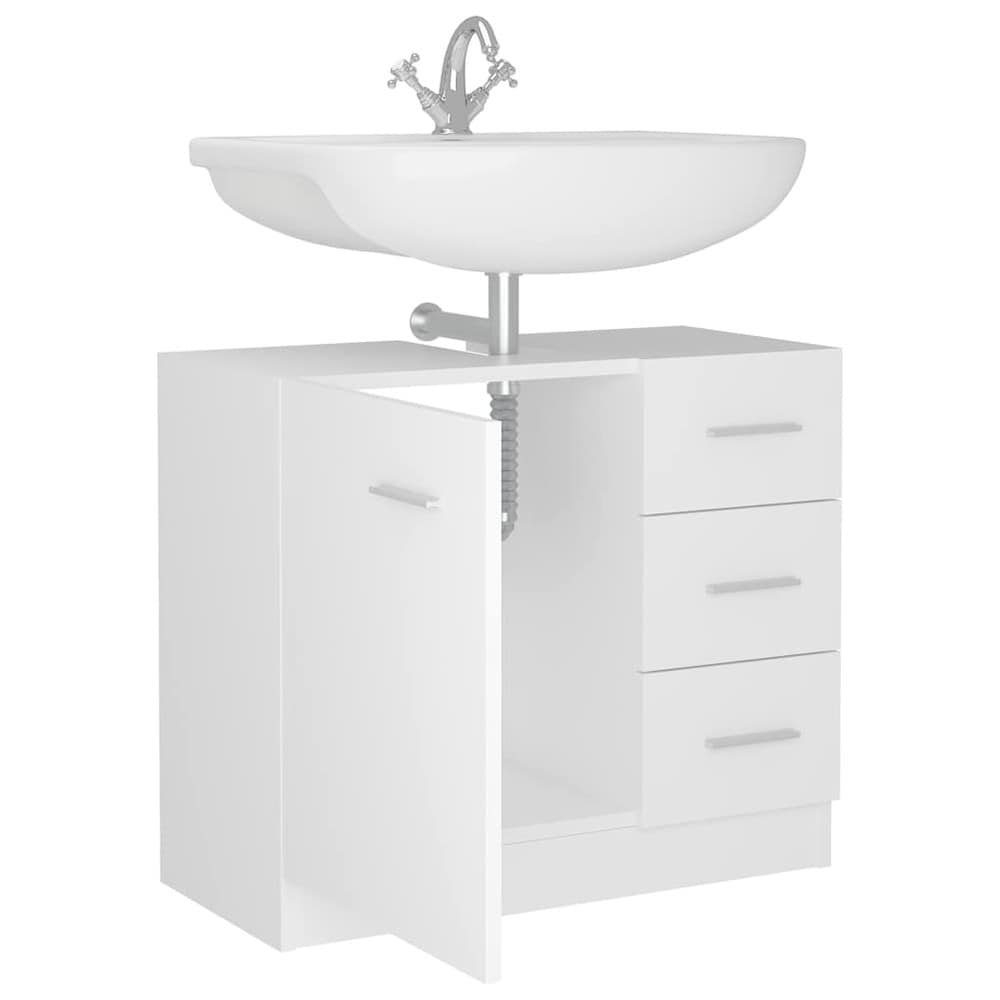 Servantskap 63×30×54 cm / underskap til servant / baderomsskap med 3 skuffer – Hvit