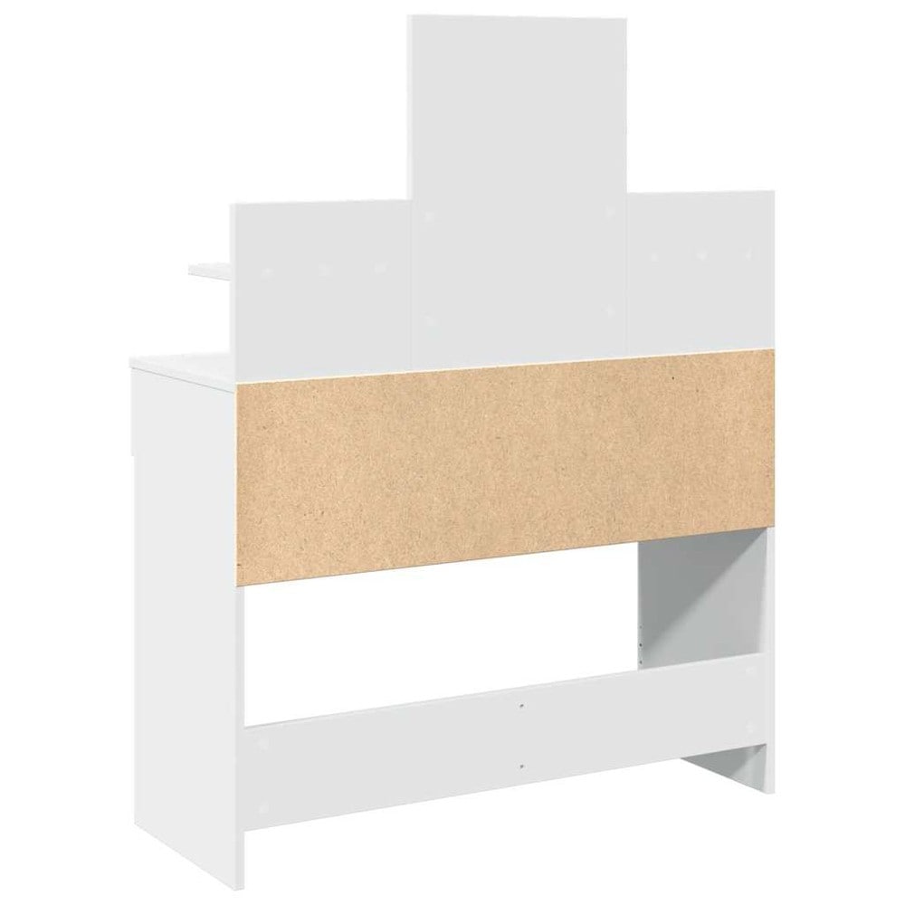 Sminkebord 100×40×130 cm / toalettbord med speil, LED-belysning, 2 skuffer og 2 hyller – Hvit