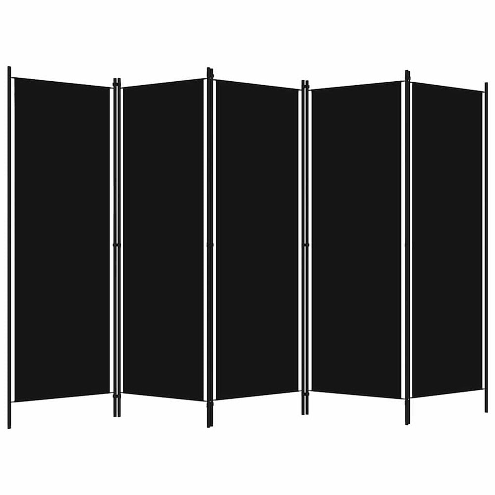 Romdeler 5 paneler 250×180 cm / foldeskjerm / skjermvegg / innsynsbeskyttelse – Svart