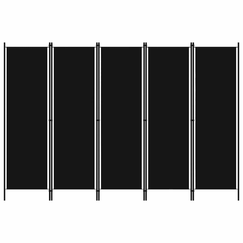 Romdeler 5 paneler 250×180 cm / foldeskjerm / skjermvegg / innsynsbeskyttelse – Svart