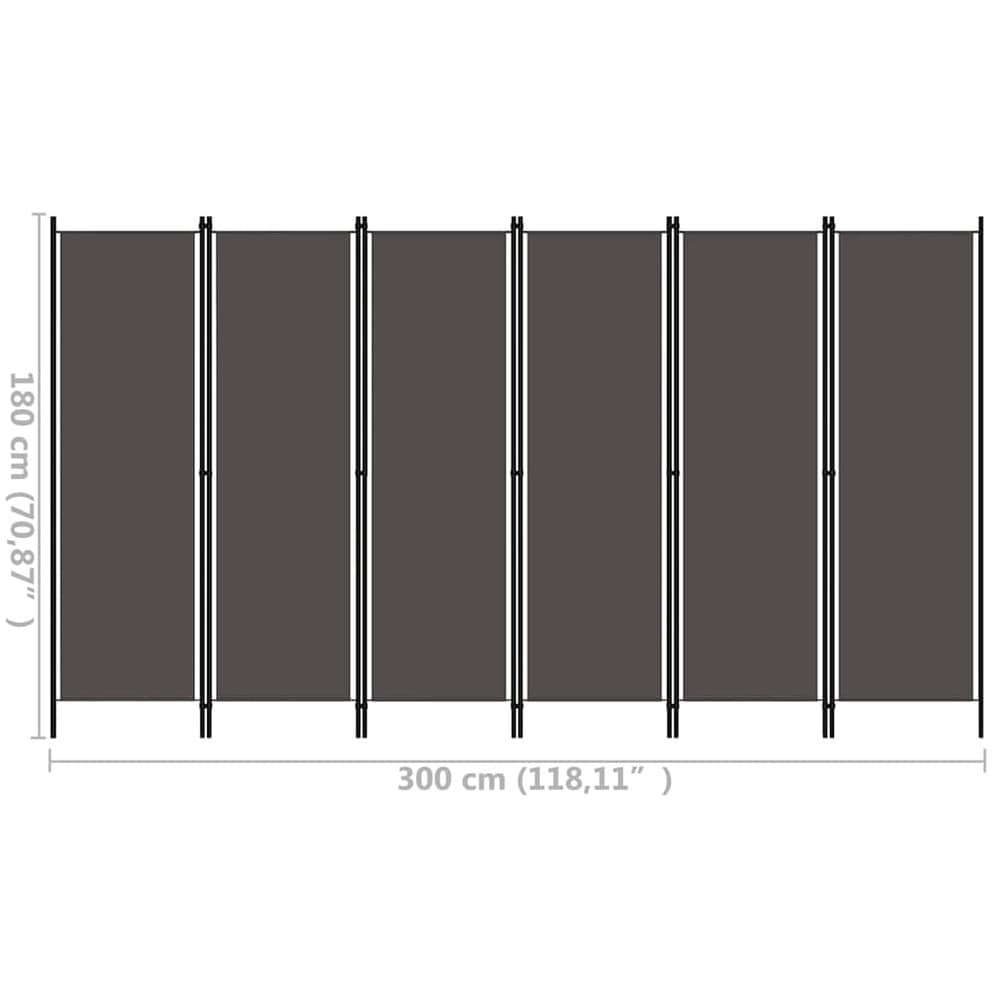 Romdeler 6 paneler 300×180 cm / foldeskjerm / skjermvegg / innsynsbeskyttelse – Antrasitt
