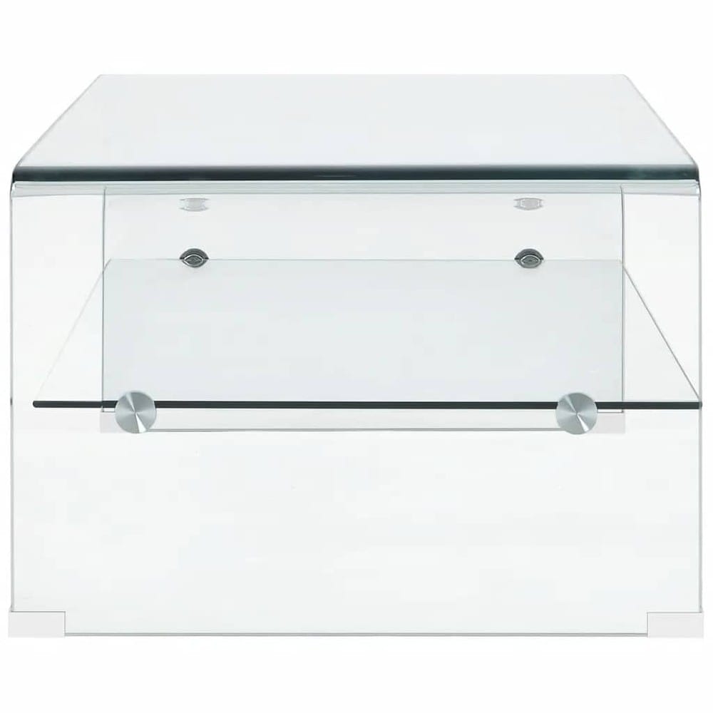 Salongbord 98×45×31 cm / glassbord i herdet glass / stuebord med hylle – Gjennomsiktig