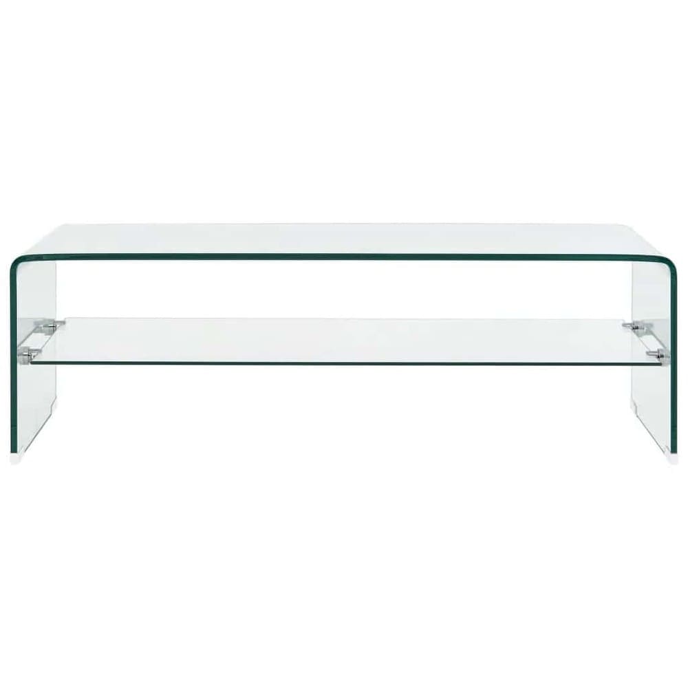 Salongbord 98×45×31 cm / glassbord i herdet glass / stuebord med hylle – Gjennomsiktig