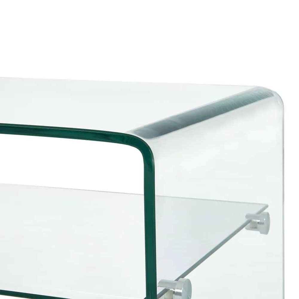 Salongbord 98×45×31 cm / glassbord i herdet glass / stuebord med hylle – Gjennomsiktig