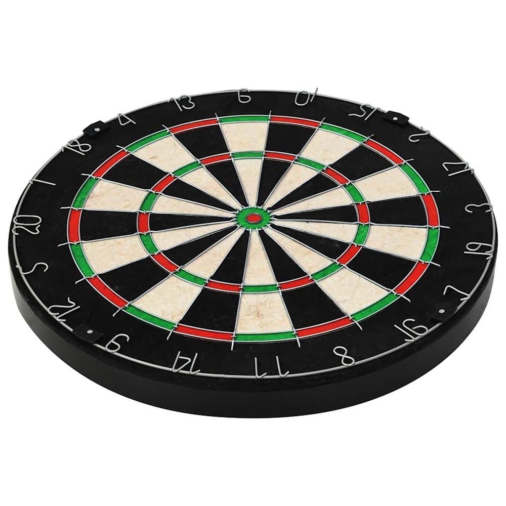 Dartskive i sisal med skap / dartsett med 6 stålpiler og poengtavler