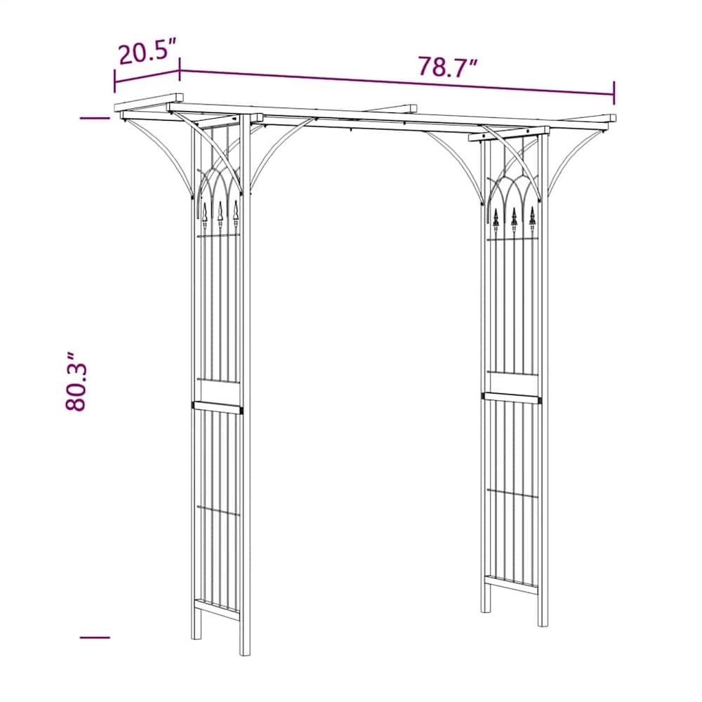 Rosebue 200×52×204 cm / hagebue / espalierbue for roser og klatreplanter – Svart
