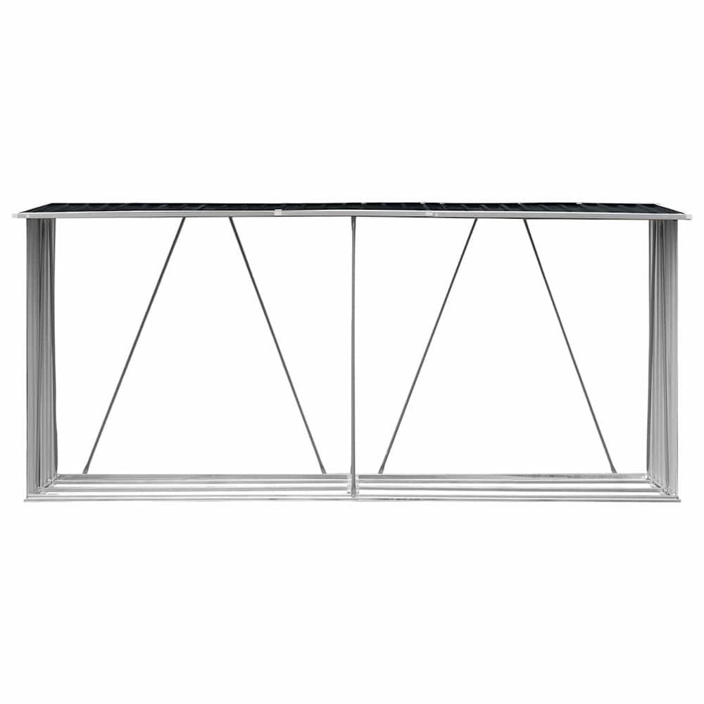 Vedskjul 330×84×152 cm / vedoppbevaring i galvanisert stål / vedbod med skråtak – Antrasitt