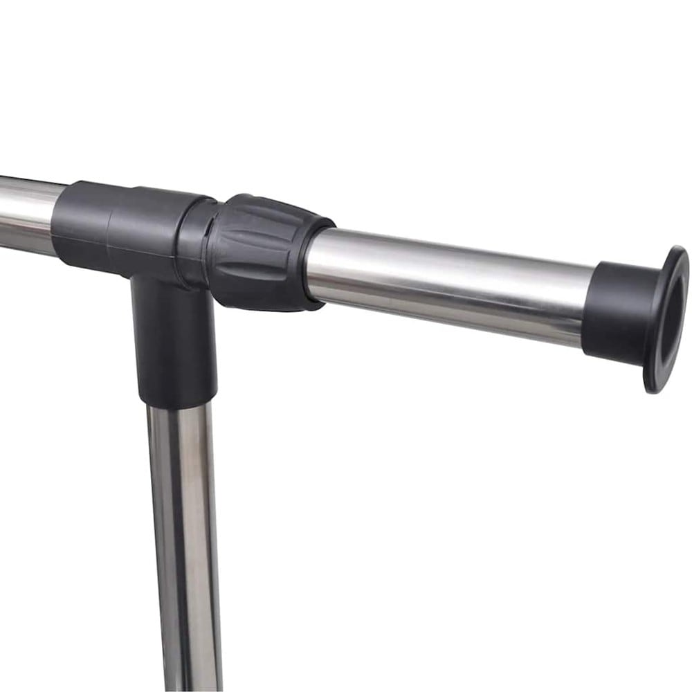 Justerbart klesstativ 84–150×42×108–170 cm / klesstang på hjul – Svart/sølv