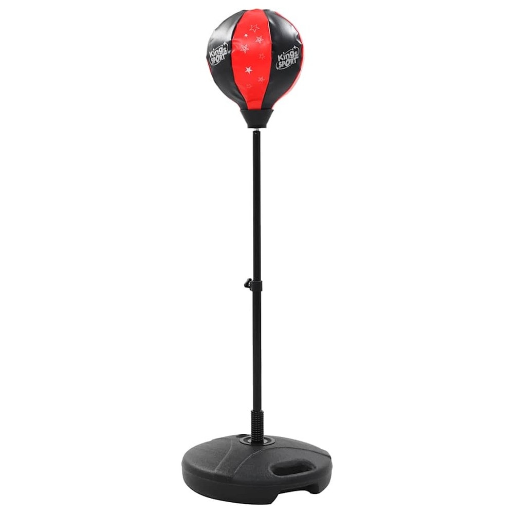 Bokseball for barn 87–120 cm / høydejusterbart boksesett med hansker – Svart/rød