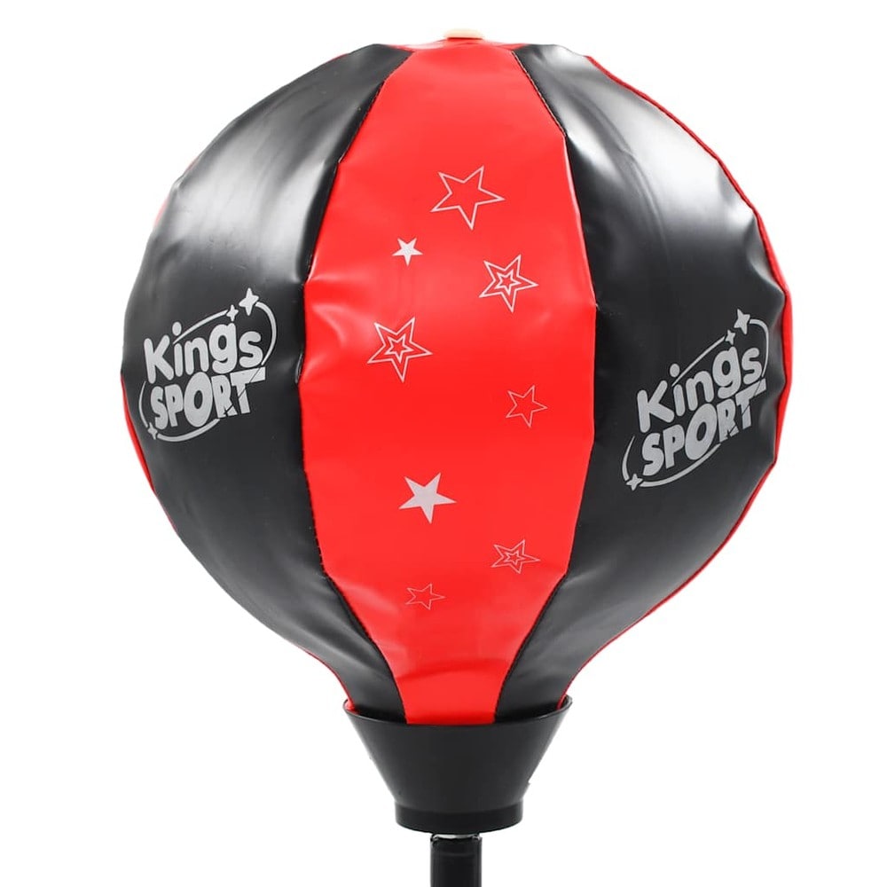 Bokseball for barn 87–120 cm / høydejusterbart boksesett med hansker – Svart/rød