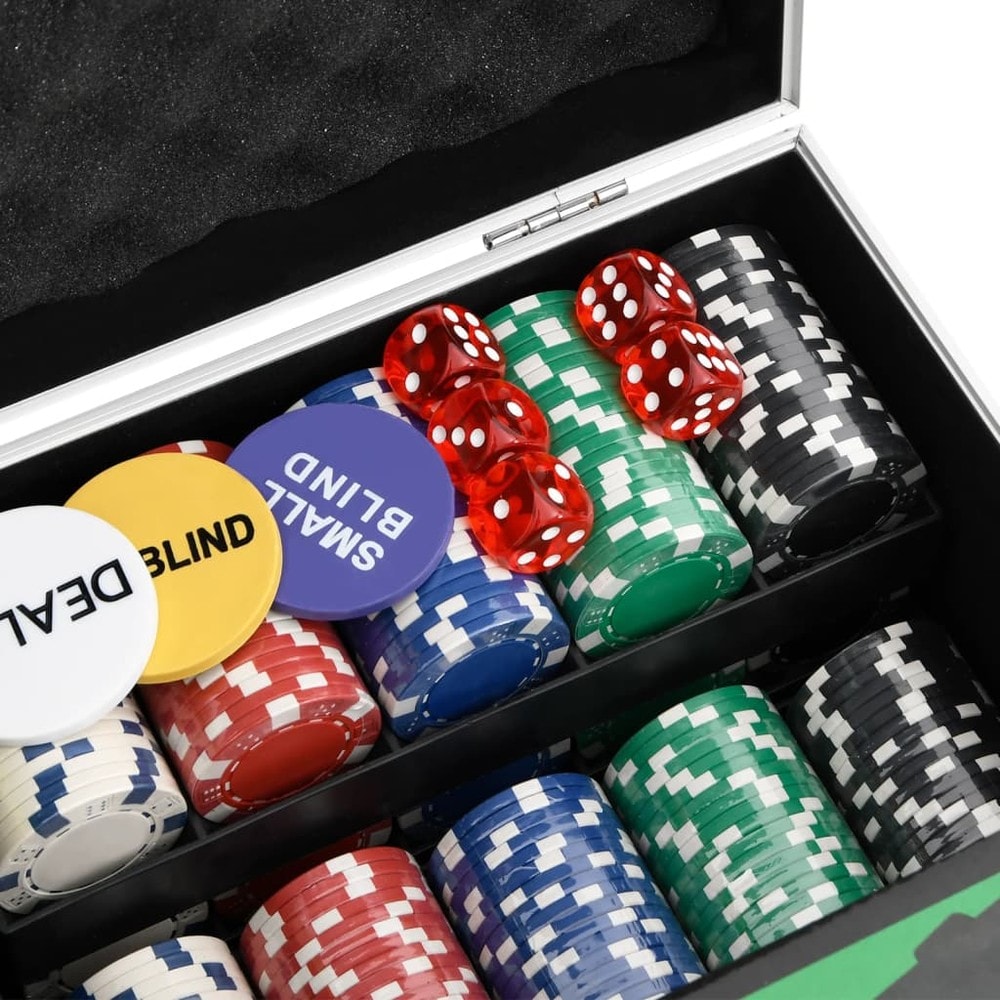 Pokersett med 300 sjetonger / pokerkit med kortblander, spillmatte og aluminiumsveske