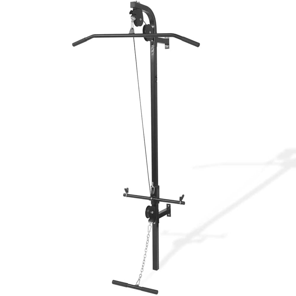 Veggmontert hjemmegym 99×53×194 cm / kabelstasjon med øvre og nedre kabeltrekk – Svart