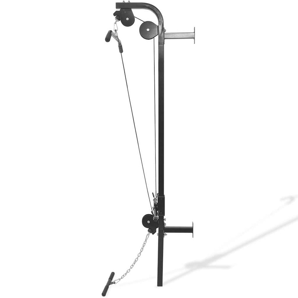 Veggmontert hjemmegym 99×53×194 cm / kabelstasjon med øvre og nedre kabeltrekk – Svart