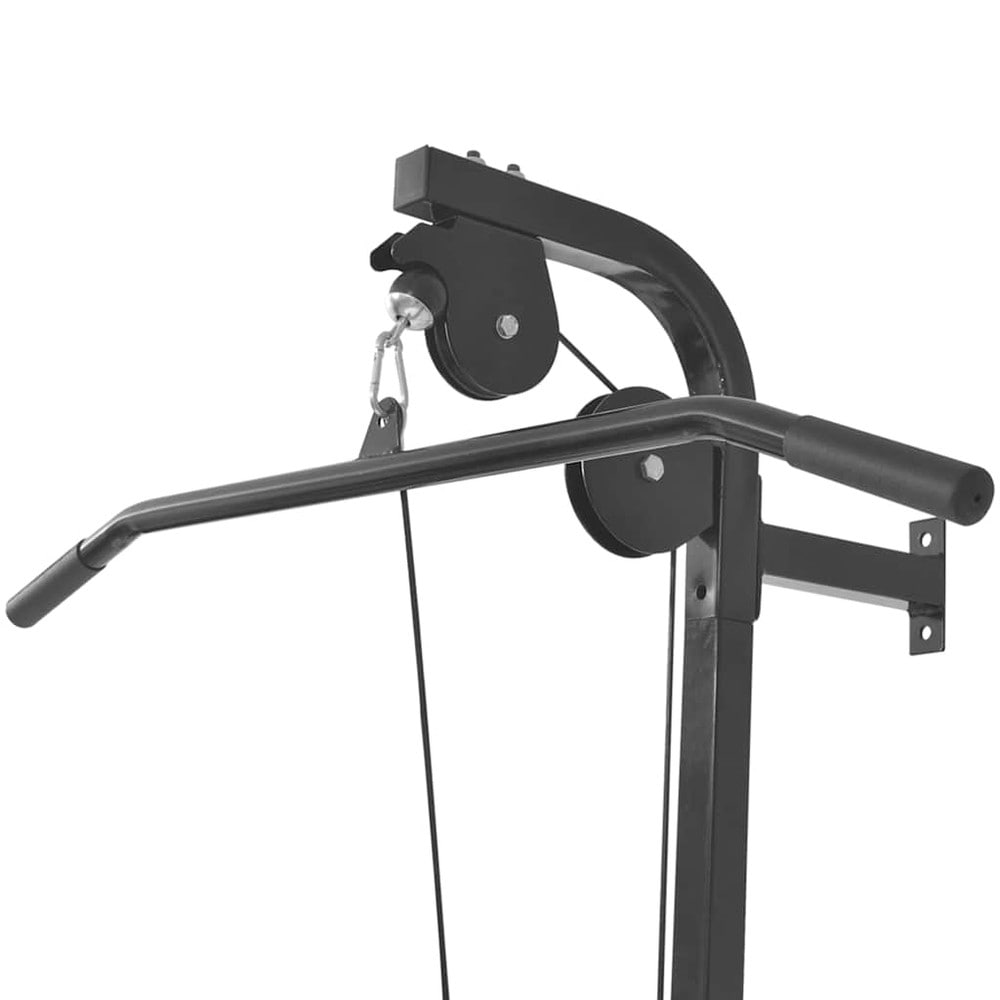 Veggmontert hjemmegym 99×53×194 cm / kabelstasjon med øvre og nedre kabeltrekk – Svart