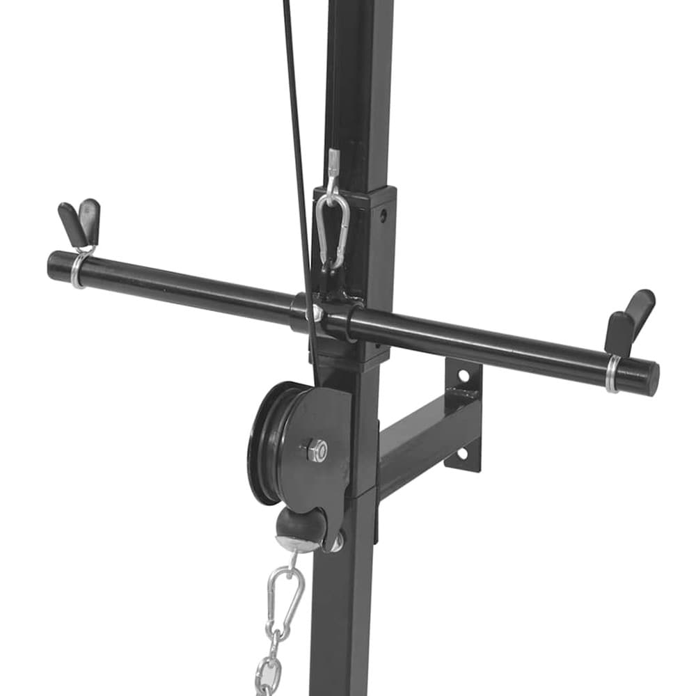 Veggmontert hjemmegym 99×53×194 cm / kabelstasjon med øvre og nedre kabeltrekk – Svart