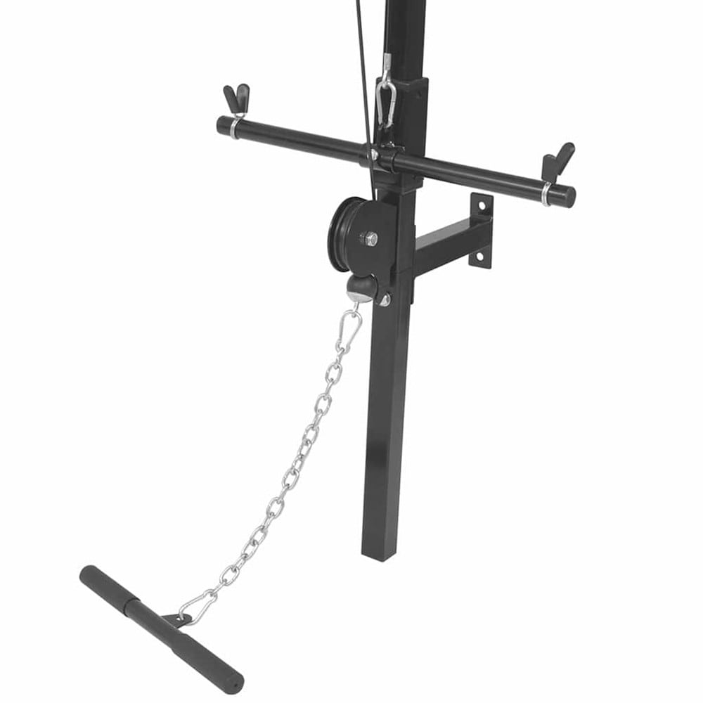 Veggmontert hjemmegym 99×53×194 cm / kabelstasjon med øvre og nedre kabeltrekk – Svart