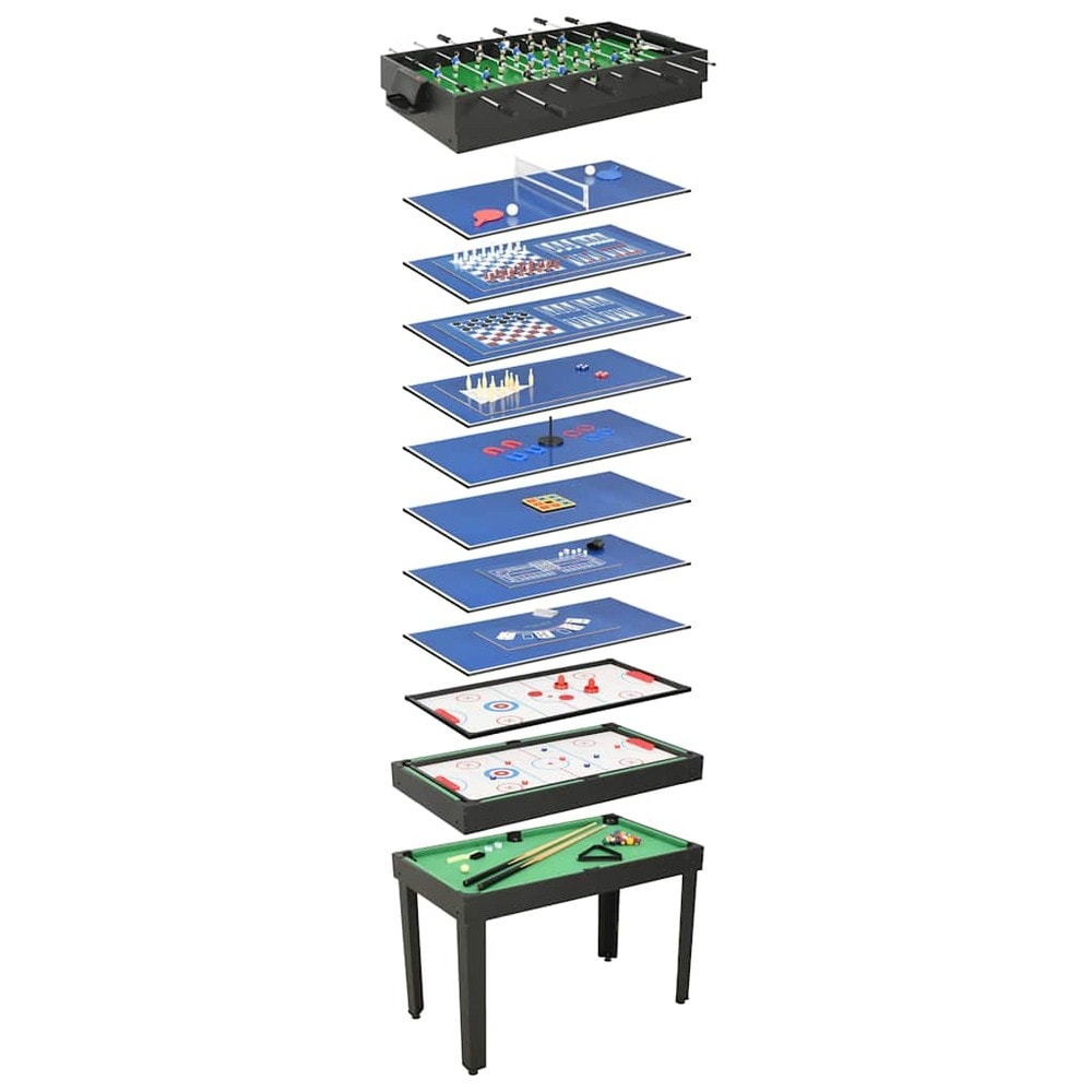 Multispillbord 15-i-1 121×61×82 cm / spillbord med 15 forskjellige spill – Svart