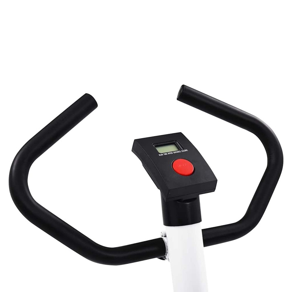 Treningssykkel med remdrift / trimsykkel med LCD-skjerm og justerbar motstand – Hvit/svart