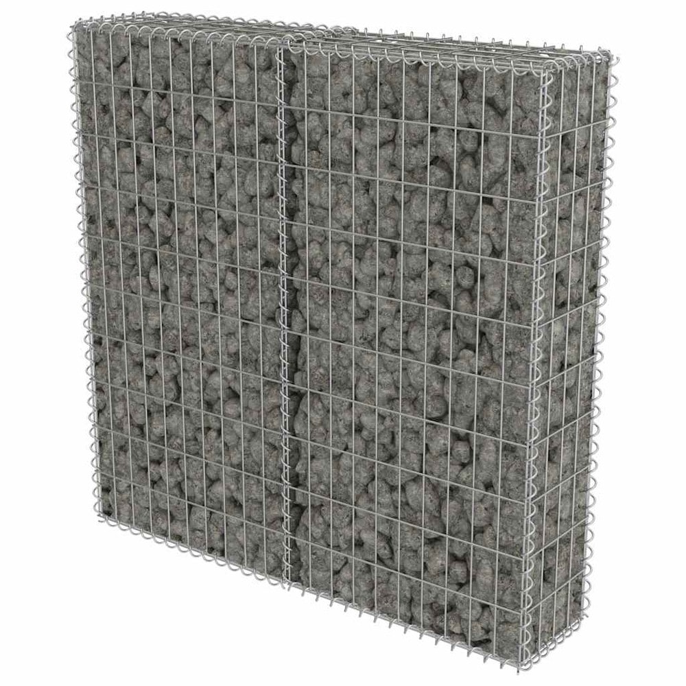 Gabionmur 100×20×100 cm / gabionkurv i galvanisert stål for stein og grus – Sølv