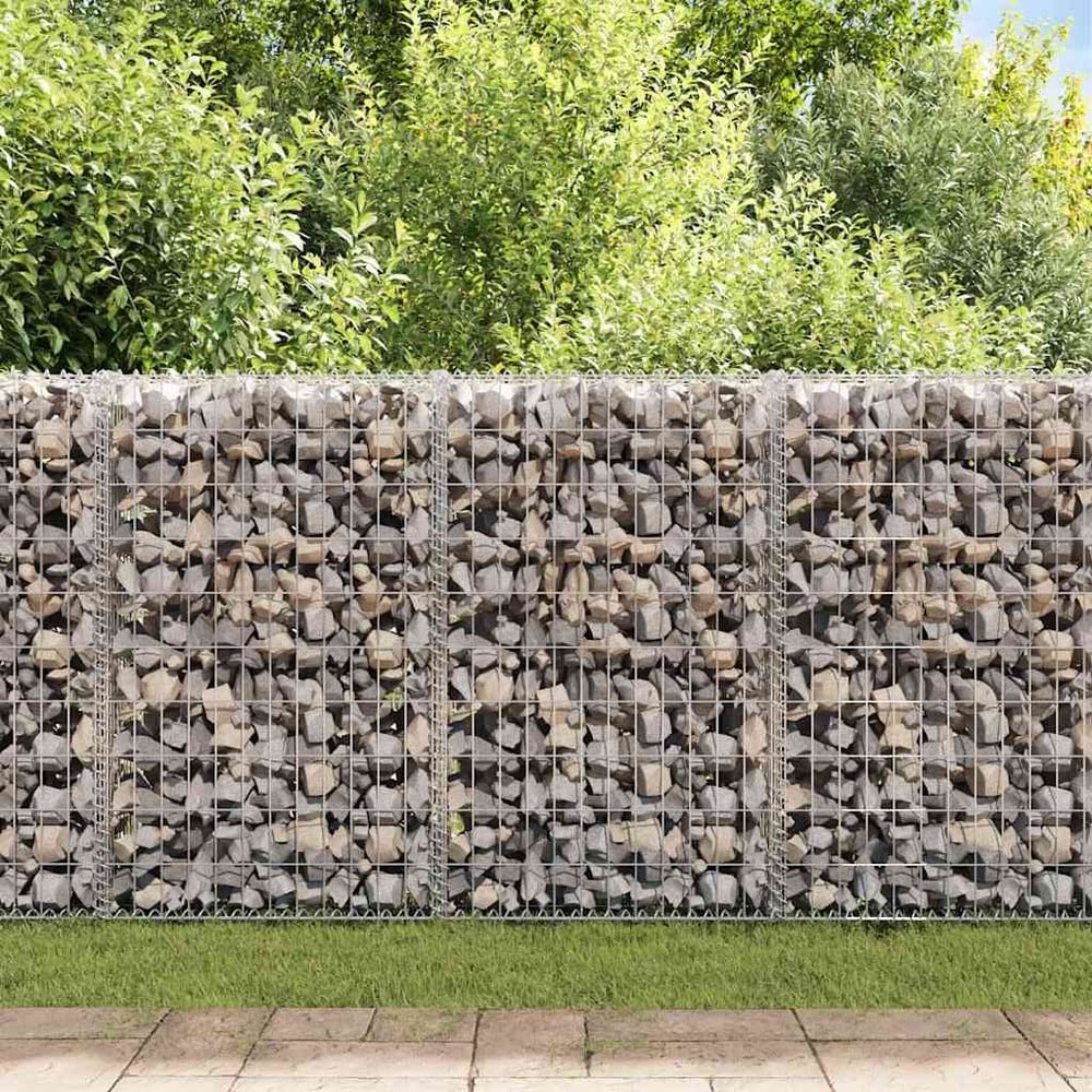 Gabionmur 100×20×100 cm / gabionkurv i galvanisert stål for stein og grus – Sølv