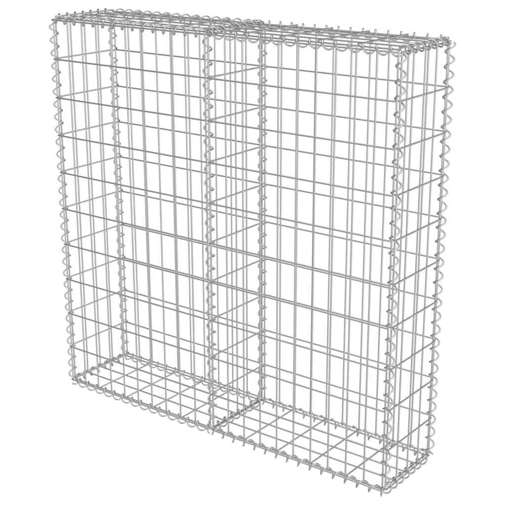 Gabionmur 100×20×100 cm / gabionkurv i galvanisert stål for stein og grus – Sølv