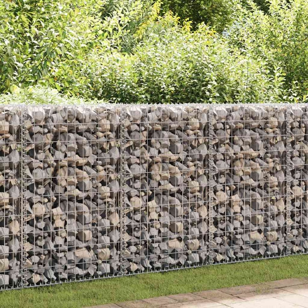 Gabionmur 100×20×100 cm / gabionkurv i galvanisert stål for stein og grus – Sølv