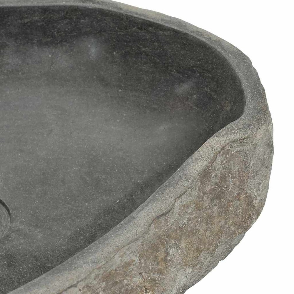 Servant i elvestein 45–53×34–41 cm / oval håndvask i naturstein – Natur