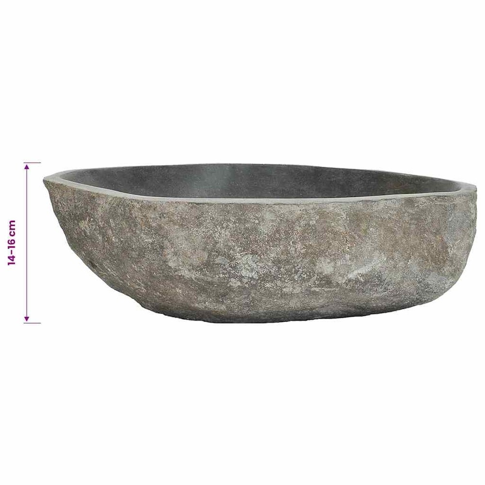 Servant i elvestein 45–53×34–41 cm / oval håndvask i naturstein – Natur