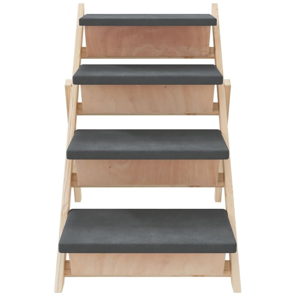 Hundetrapp 105×47×64 cm / sammenleggbar sklisikker trapp til kjæledyr – Grå/natur