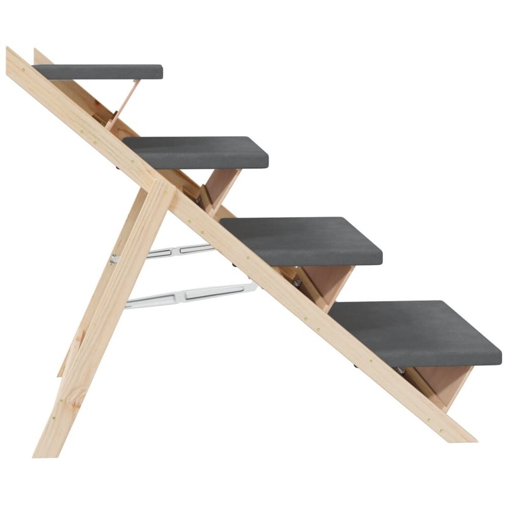 Hundetrapp 105×47×64 cm / sammenleggbar sklisikker trapp til kjæledyr – Grå/natur