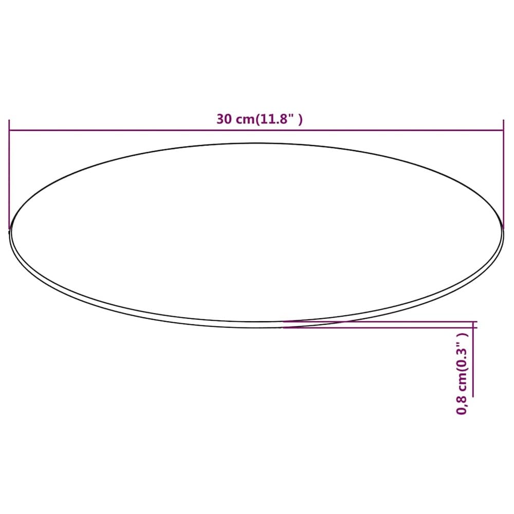 Rund bordplate i herdet glass Ø30 cm / glassplate til bord – Gjennomsiktig