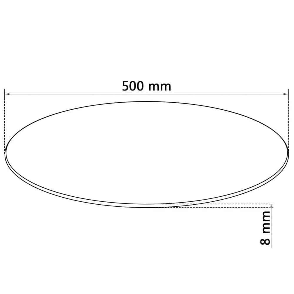 Rund bordplate i herdet glass Ø50 cm / glassplate til bord – Gjennomsiktig