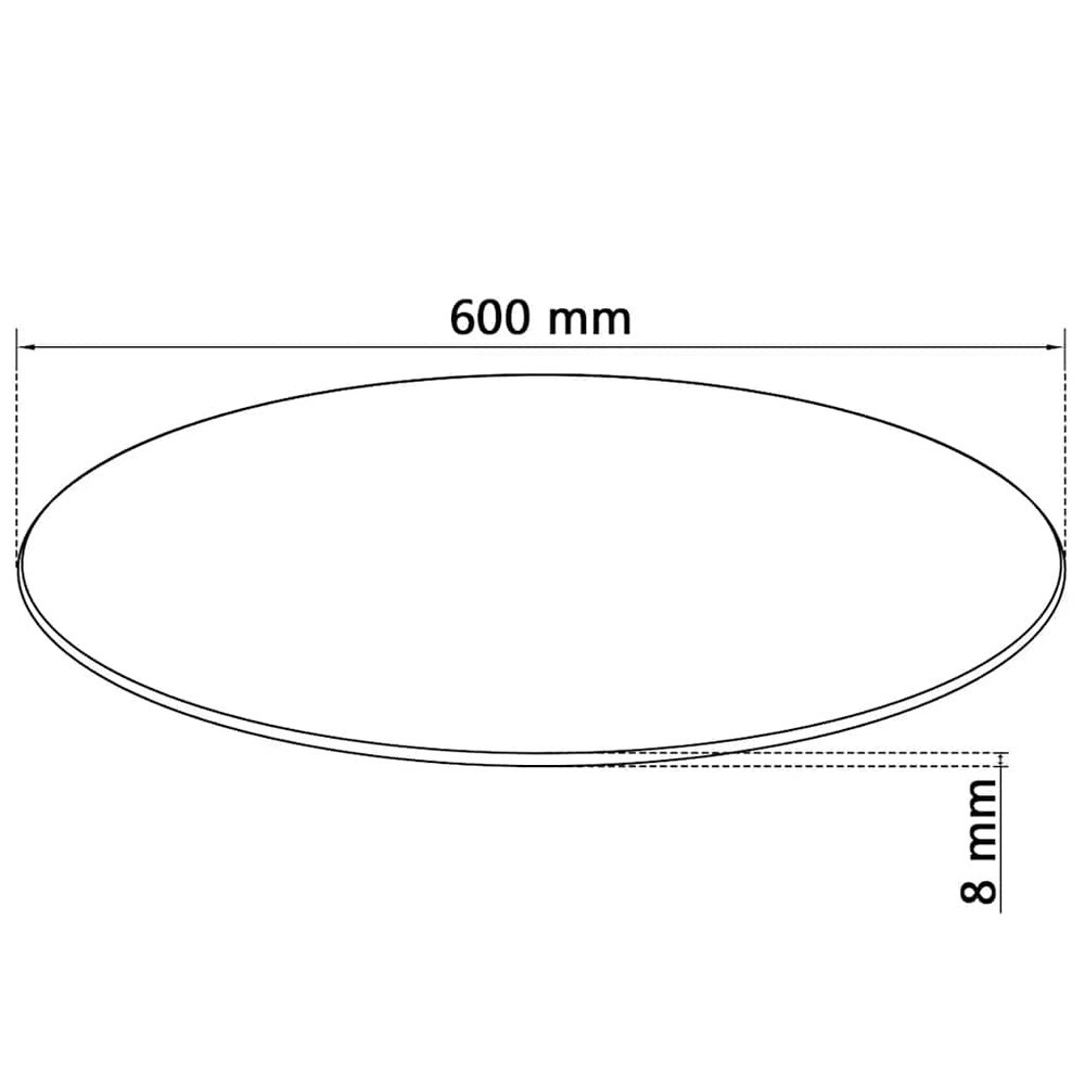Rund bordplate i herdet glass Ø60 cm / glassplate til bord – Gjennomsiktig