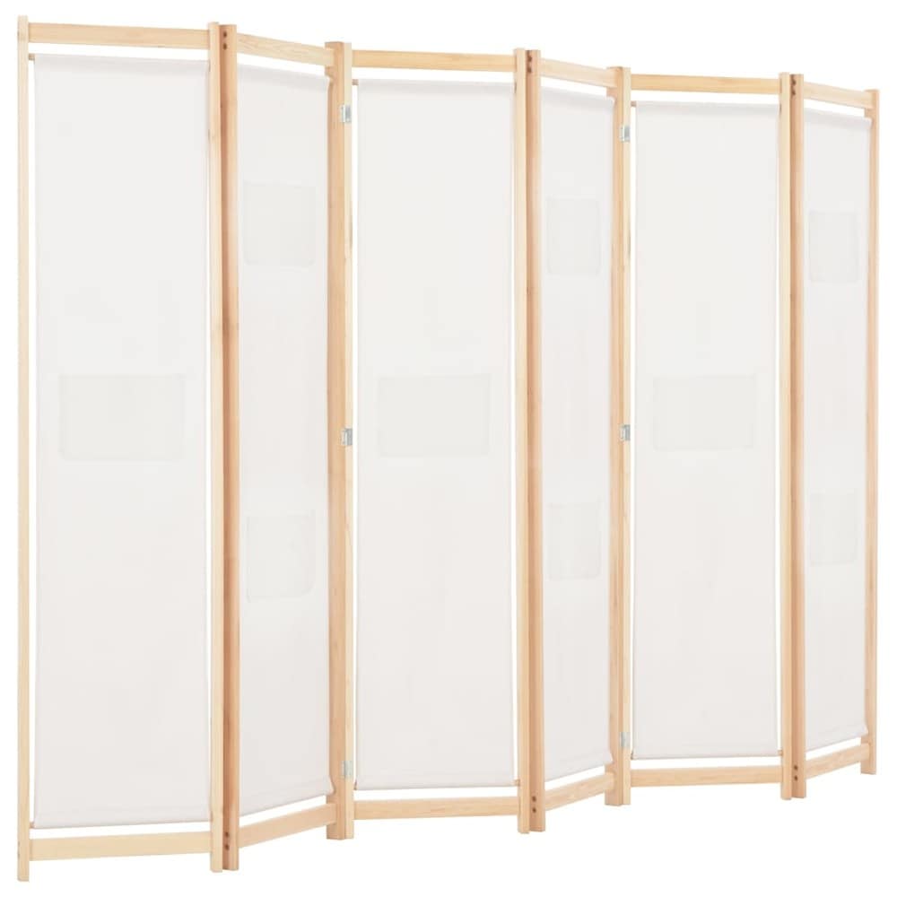 Romdeler 6 paneler 240×170 cm / foldeskjerm / skjermvegg med 9 oppbevaringslommer – Beige