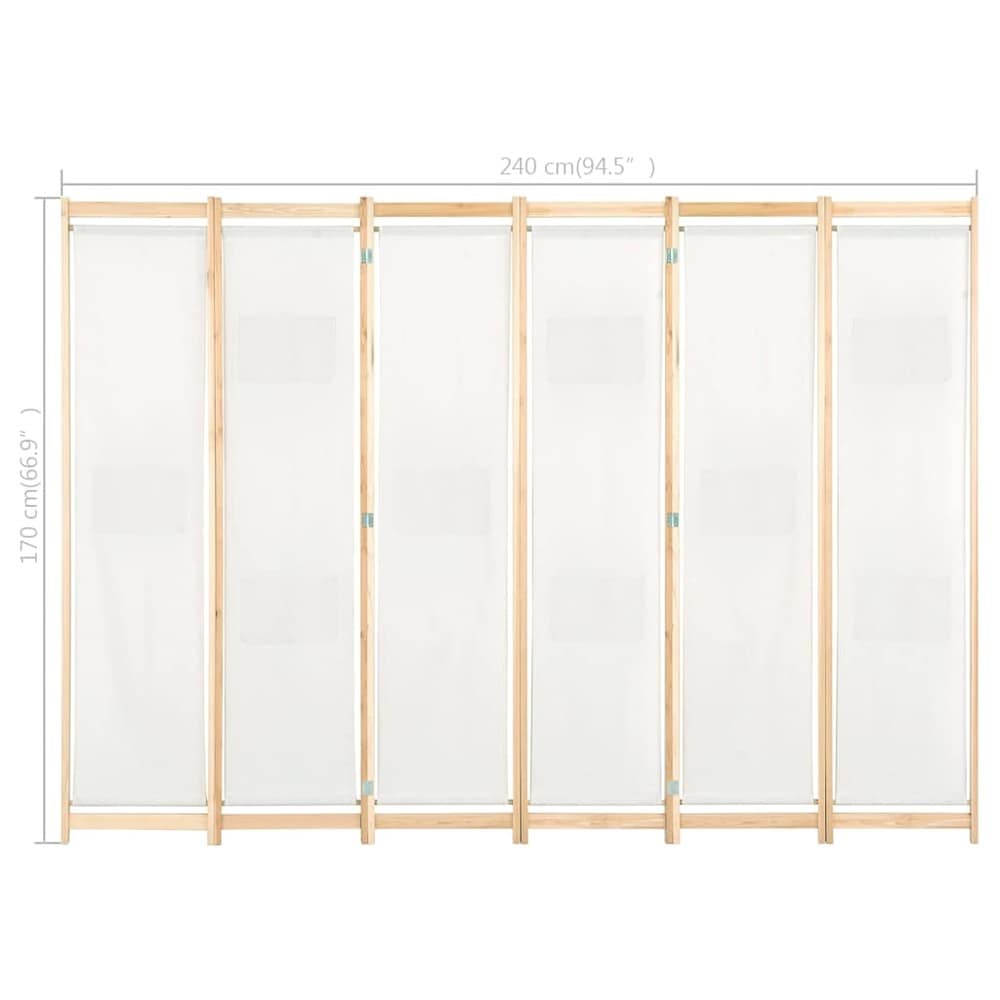 Romdeler 6 paneler 240×170 cm / foldeskjerm / skjermvegg med 9 oppbevaringslommer – Beige